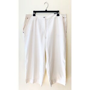 🌼 AVENUE Stretch Linen Capri Pants Modern Fit Ivory Cream Size 16